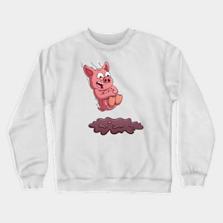 Pig Jumping In Mud Crewneck Sweatshirt